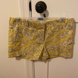 Jcrew yellow printed chino shorts